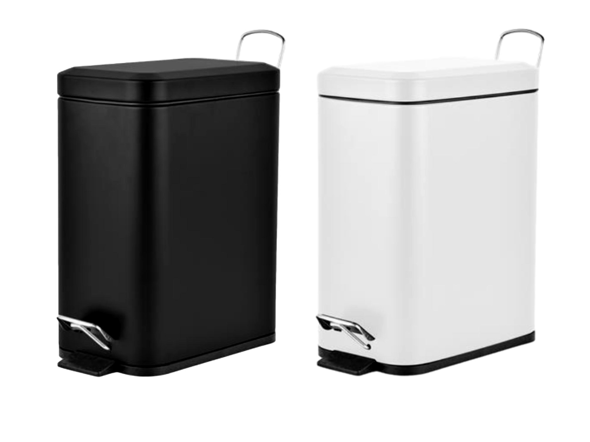 פח דוושה מתכת מלבני  בצבע לבן / שחור