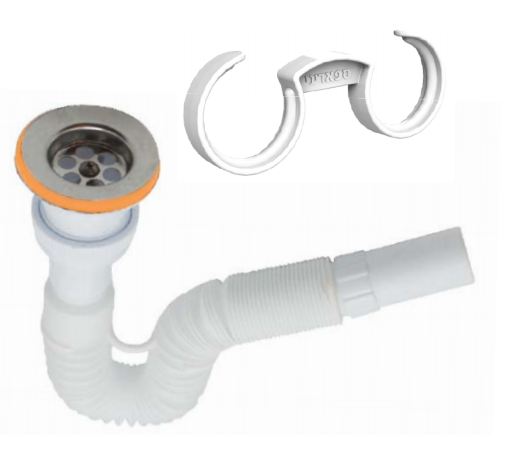 סיפון צינור שרשורי "2 לבן לכיור מטבח