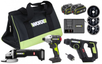 באנדל אימפקט+פטישון+משחזת WORX 20V