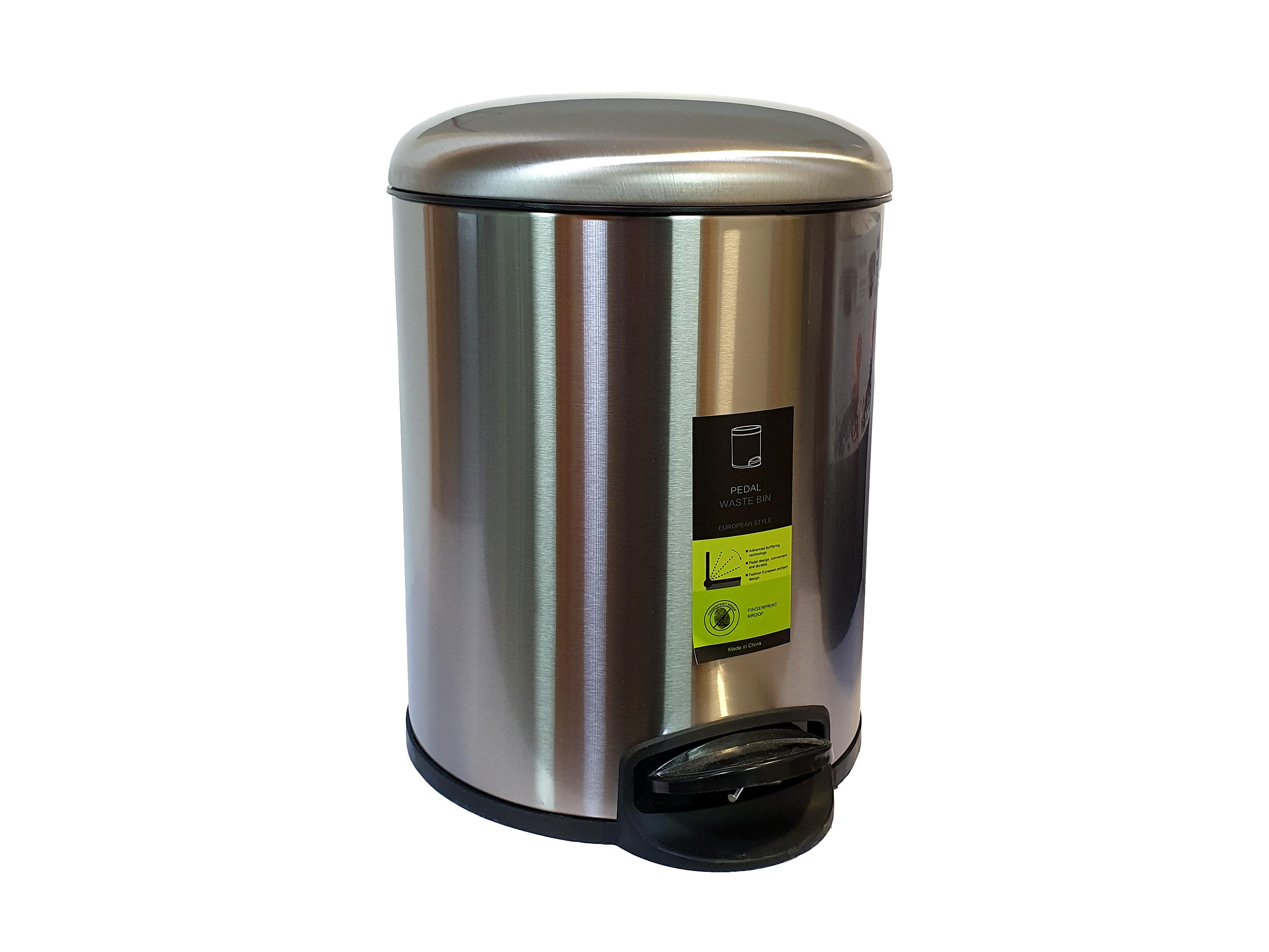 פח דוושה נירוסטה מעוצב טריקה שקטה + דלי פנימי