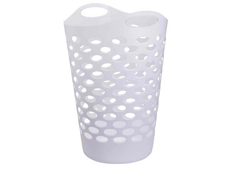 סל כביסה פלסטי גמיש גבוה לבן/אפור